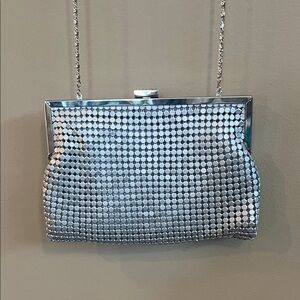 La Regale Matte Silver Mesh Evening Clutch or Shoulder Purse